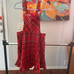Bonnie Jean red plaid jumper Christmas  holiday dress Girls Size 16 ( D - 8)
